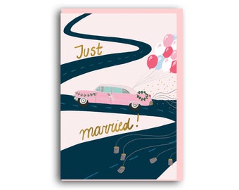 Just Married Card, Wedding Card, Congratulations Wedding Day Card, Card for newleyweds, happy couple card