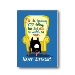 Carte Chat drôle d'anniversaire de chat, chat de joyeux anniversaire