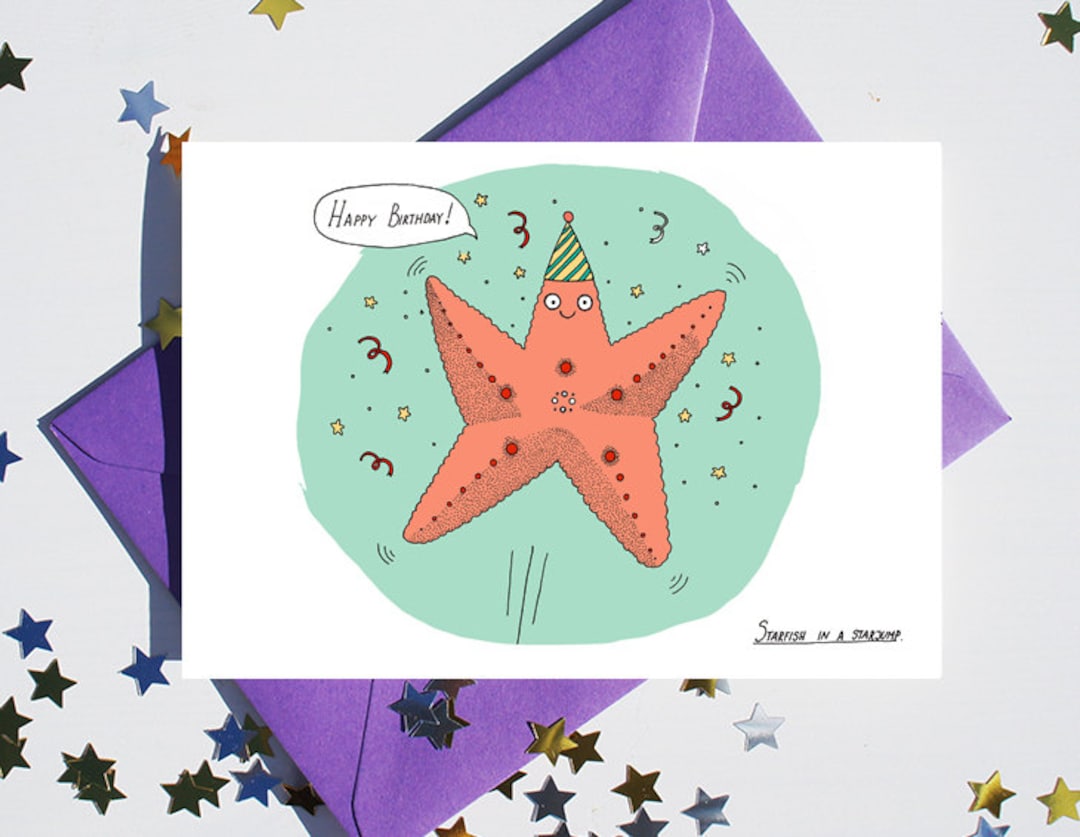 Funny Starfish Birthday Card: Starjump Sealife Design - Etsy