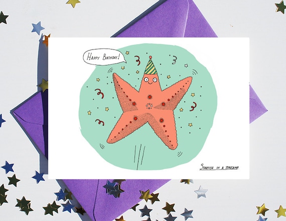 Funny Starfish Birthday Card: Starjump Sealife Design - Etsy