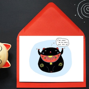 Good Luck Card - Funny - Lucky Cat - Maneki Neko - Talisman- Charme
