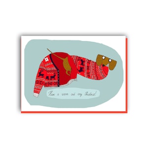 SALE: Funny Christmas Card - Kerst Teckel Wenskaart, Worst Hond Kaart, Doxie, Wiener Dod Kerstmis, Leuke grappige kerstkaart