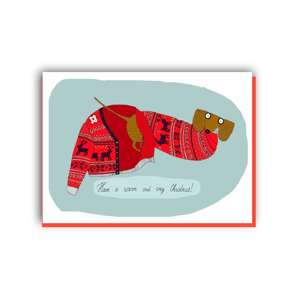 SALE: Funny Christmas Card - Christmas Dachshund Greeting Card, Sausage Dog Card, Doxie, Wiener Dod Christmas, Cute funny christmas card