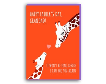 Father's Day card for Grandad, Fathers Day Card - Cute Funny Card for Father's Day, Grandad card, giraffe card, from grandchildren