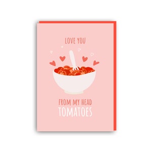 VENTA: tarjeta de San Valentín, te amo de mi cabeza tomates, regalo para él, regalo para ella, regalo de día de San Valentín para él, regalos del día de San Valentín