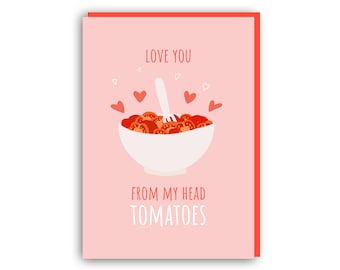 SALE: valentines card, love you from my head tomatoes, gift for him, gift for her, valentines day gift for him,  valentines day gifts