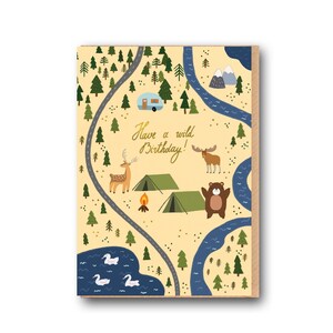 Heb een wilde verjaardagskaart, campingverjaardagskaart, reizende verjaardagskaart, avonturenverjaardagskaart, verjaardagskaart voor hem