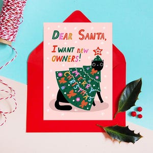 Carte de Noël drôle de chat, pour les amoureux des chats et les propriétaires de chats, chat