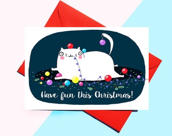 Funny Cat Christmas Card: Holiday Greeting Card