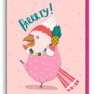 Happy Birthday, party Mohawk Parrot Birthday Card bird card bird birthday card parrot card cool birthday card image 2