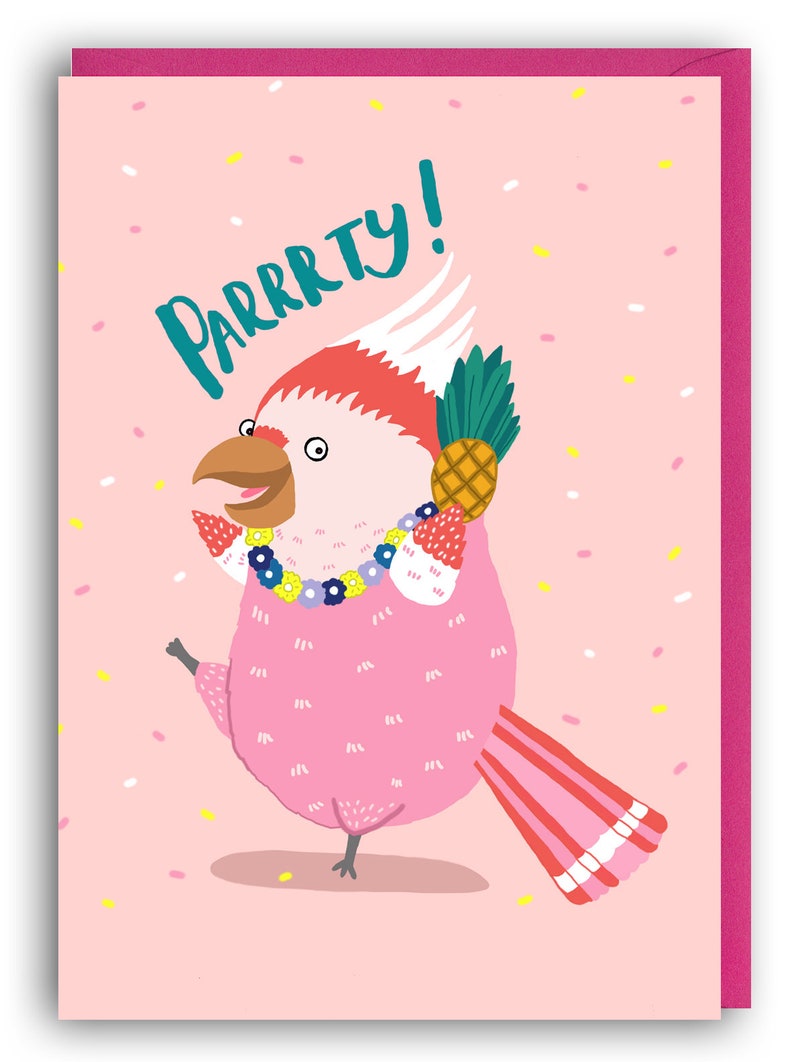 Happy Birthday, party Mohawk Parrot Birthday Card bird card bird birthday card parrot card cool birthday card image 2