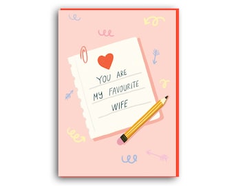 SALE: Funny Valentines card, You Are My Favourite Wife, Funny Valentine's Day Card, Cheeky, Romantic, For Her, Wife, anniversary card
