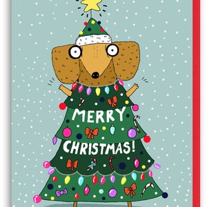 Funny Christmas Card, Dachshund Christmas Card, Sausage Dog Christmas Card, Doxie, Wiener Dog, Sausage dog card, festive sausage dog card 画像 3