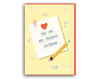 Funny anniversary card, card from wife, You Are My Favourite Husband Valentines Card, Funny Love Card, Anniversary Card, Husband