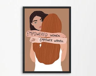 Empowered Women Empower Women Print, Poster, Wall Art, Feminism Print, Girl Power, Feminist Quote, Gallery Wall, Colourful, A4 print