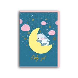 Nouvelle carte de bébé fille, carte de bébé fille, carte de bébé nouveau-né, carte de bienvenue dans le monde, carte de nouveau bébé rose, carte pour une petite fille, carte d'attente