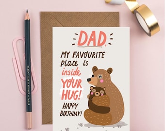 Bear Hug Birthday Card for Dad: A6 Greeting Card