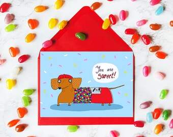 Funny Valentine Card, Dachshund Card, Sloths, Funny Anniversary Card, Funny Valentine Card, Funny Pun Card, Funny Love Card, Sausage Dog