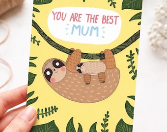 Funny Mum Card – Sloth Mother’s Day Card – Mothering Sunday UK