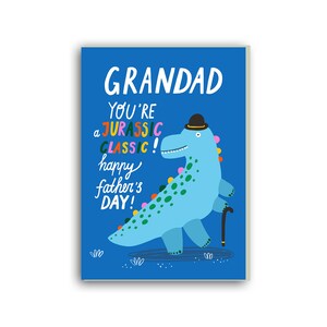 Carte de fête des pères grand-père, carte de dinosaure pour grand-père, cadeau pour grand-père, carte drôle de fête des pères