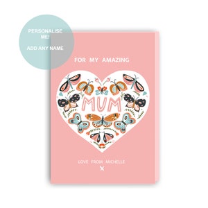 Carte personnalisée fête des mères, cartes de jour des mères, carte papillon pour maman, cadeau de fête des mères, cadeaux de jour de mères, cadeaux personnalisés