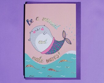 Birthday card, cute birthday card, birthday card cute, card for best friend, little mermaid card, funny birthday card, mermaid card