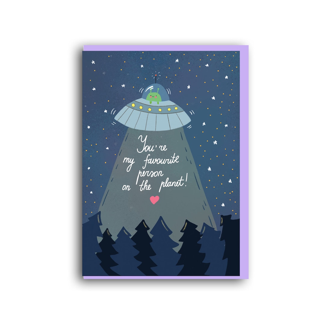 Funny Valentines Day Card: Favorite Person Alien UFO Design - Etsy UK