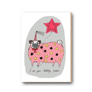 VERKOOP: Funny Pug Birthday Card, Grappige verjaardagskaart, Hond Verjaardagskaart, gekke hond dame, Beste Vriend Verjaardagskaart, Leuke wenskaart