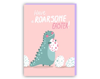 Have a roarsome easter cards, easter cards, easter card with dinosaur