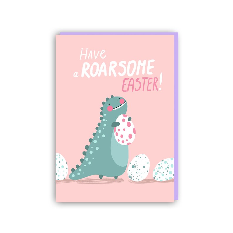 Have a roarsome easter cards, easter cards, easter card with dinosaur image 1