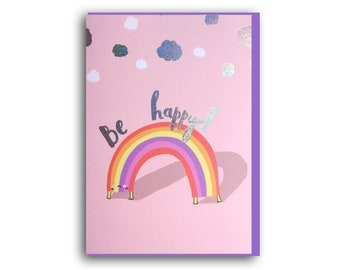 Thinking of you card, Hug Card, Missing you, Rainbow card, Paper Hug, self isolation, Rainbow Gift, Rainbow, Be happy card
