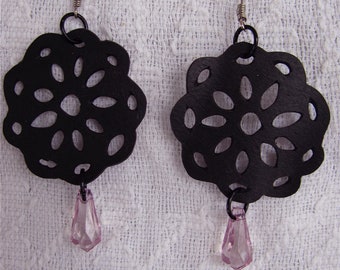 Recycled bicycle tire flower earrings, Upcycled inner tube flower earrings, Eco friendly bike tire earrings