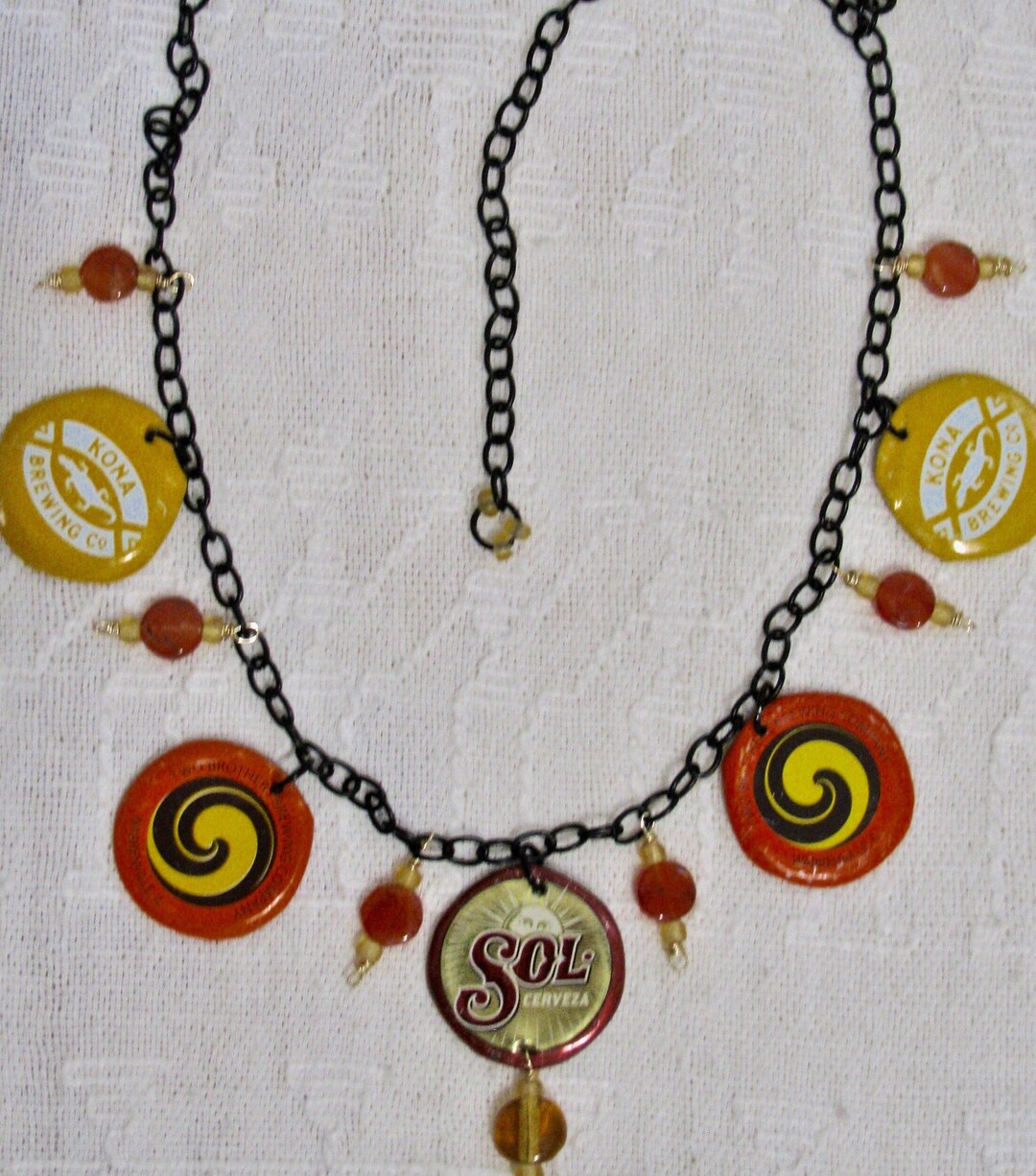 Recycled Bottle Cap SUN Necklace, Upcycled Bottle Cap SUN Necklace