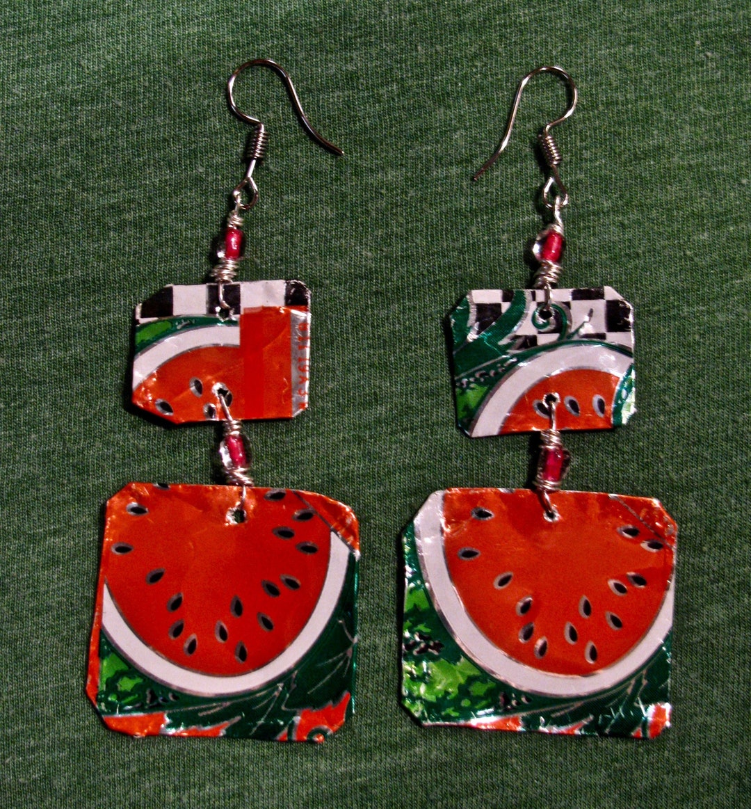 Recycled Tin Can Earrings Upcycled Tin Soda Can Earringseco Etsy