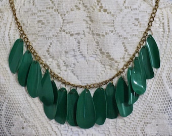 Recycled emerald green petals necklace made from plastic cup