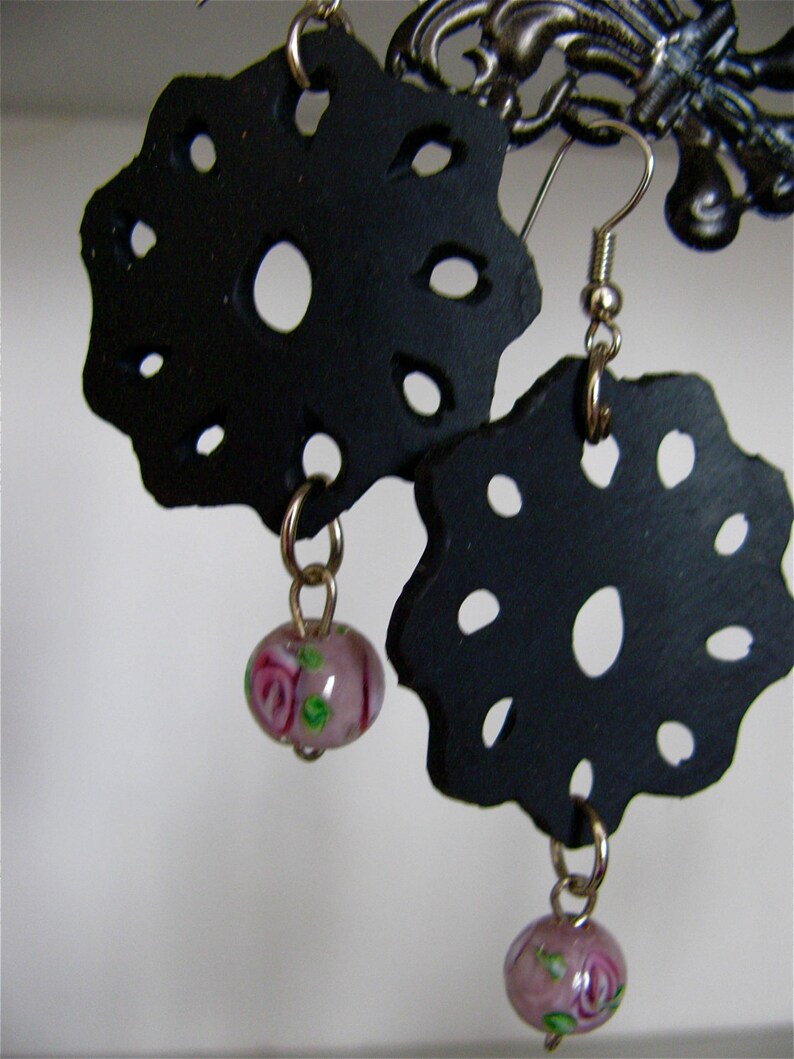 Recycled Bicycle Tire Flower Earrings, Upcycled Inner Tube Flower