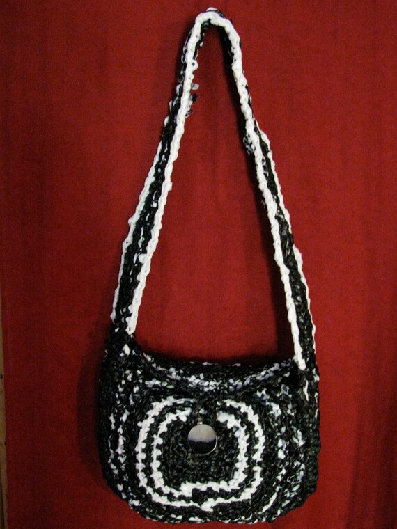 Recycled crocheted plastic bag,Upcycled plastic purse, Reused plastic bag