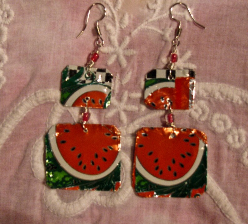 Recycled Tin Can Earrings Upcycled Tin Soda Can Earringseco Etsy