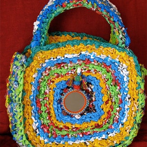 Beach Bag or Shopping Recycled Plastic Crocheted Bag With India