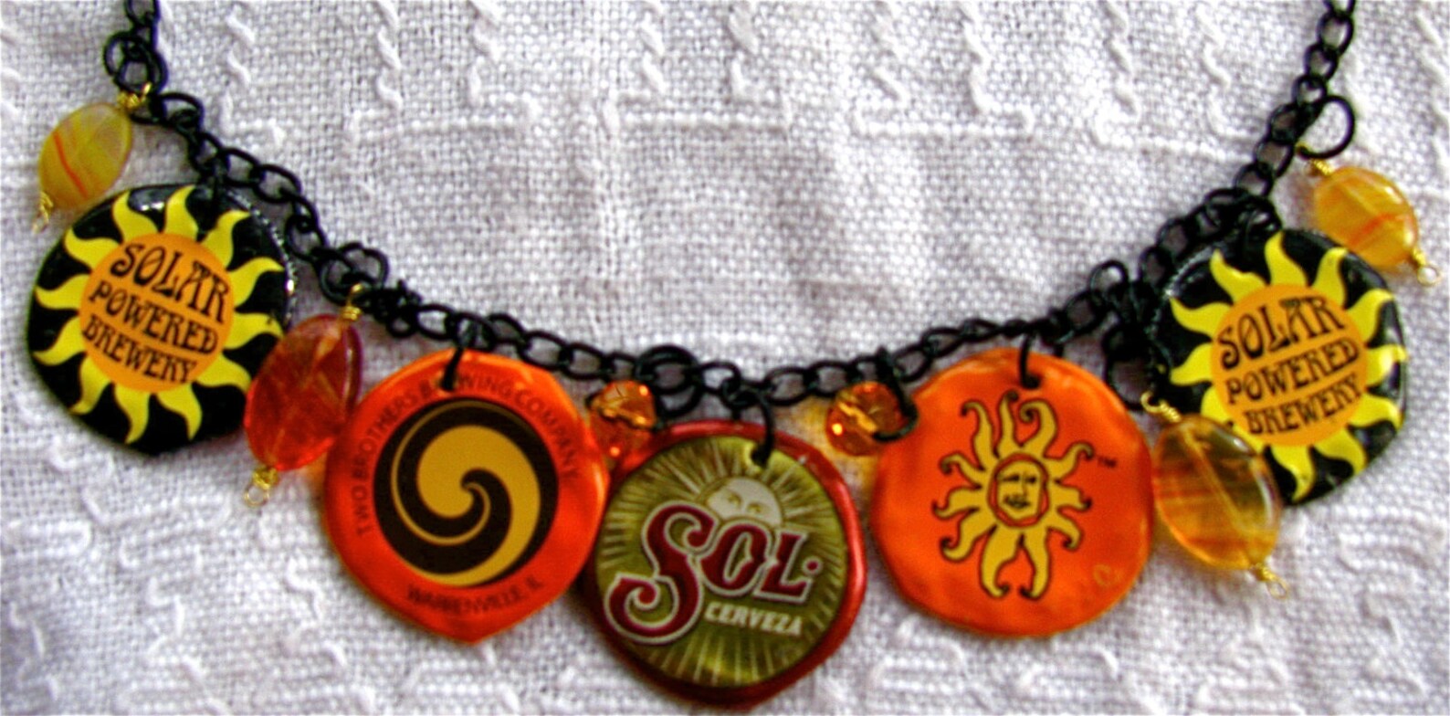 Recycled bottle cap SUN necklace Upcycled bottle cap SUN Etsy