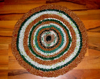 Recycled Decorator accent rug, Upcycled plastic round rug, Recycled Designer Eco Friendly rug