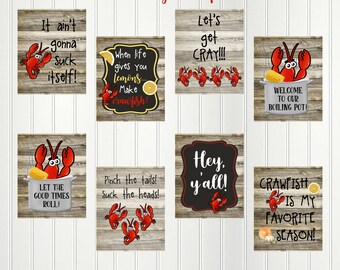 Crawfish Boil Signs, Crawfish Party, Cajun Theme, Louisiana, New Orleans, Bayou, Seafood Boil, Decor, Printable, Digital Download, Printed
