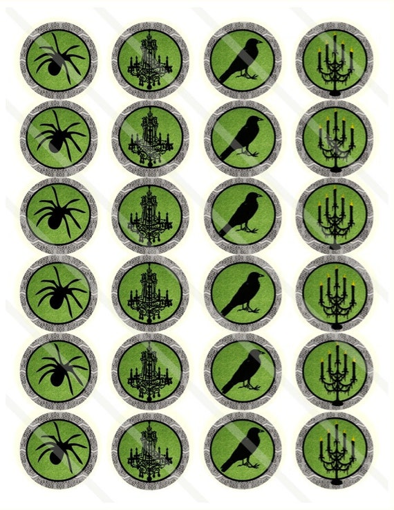 Elegant Raven 1 2/3" ROUND Circles Sticker Sheets Print or Instant Download Il_570xn
