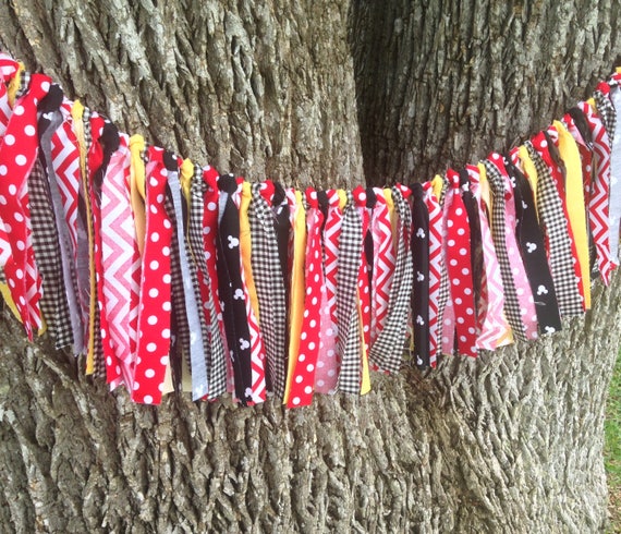 MOUSE Garland, High Chair Banner, Hi Chair Banner, Red, Yellow, Black, First Birthday, Photo Backdrop, Banner, Fabric Garland Il_570xn