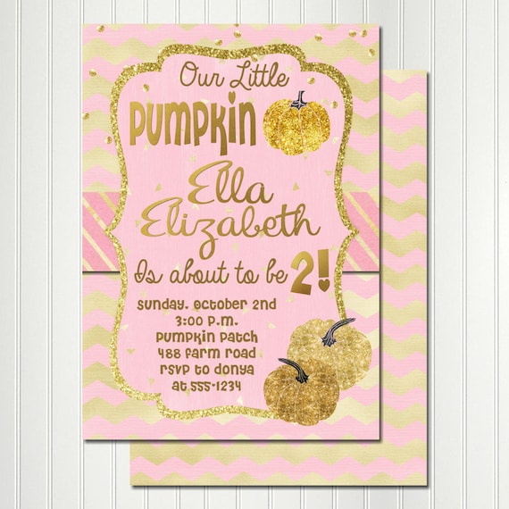 Pink Pumpkin Invitation, Pumpkin Invitation, Fall Invitation, Pink and Gold, Glitter, Pink Pumpkin, Invitation, Pumpkin Shower, Baby Shower Il_570xn