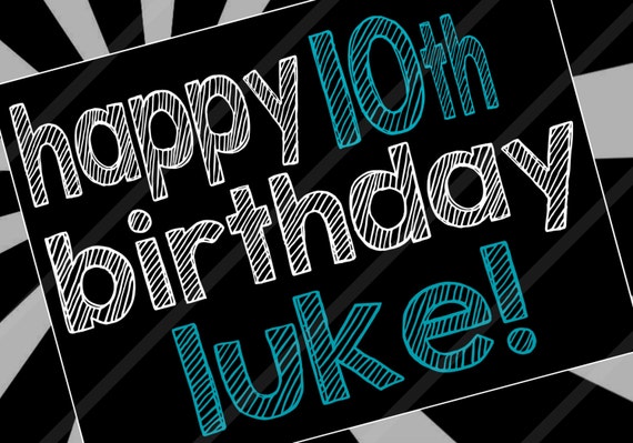 Teen Birthday Sign Teenager Welcome BLACK AND GREY Custom Personalized Digital Download or Printed Il_570xn