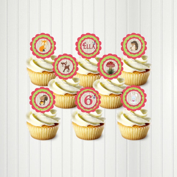 Woodland Fairy Cupcake Toppers, Woodlands Stickers,Woodland Tags, Woodland Birthday Party, Woodland Envelope Seals, Fairy, Woodland Animal Il_570xn