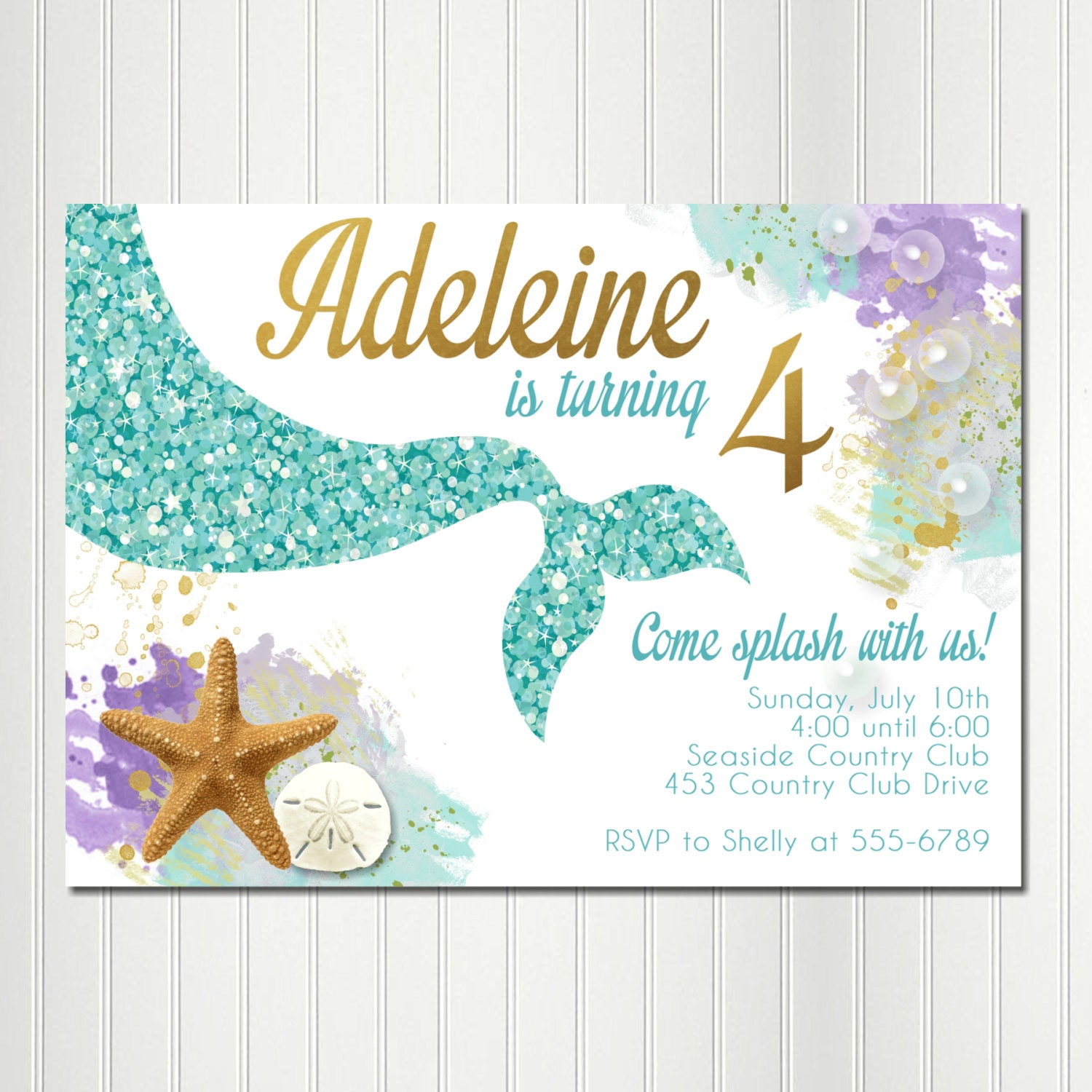 Mermaid Invitation Mermaid Birthday Party Under The Sea Etsy