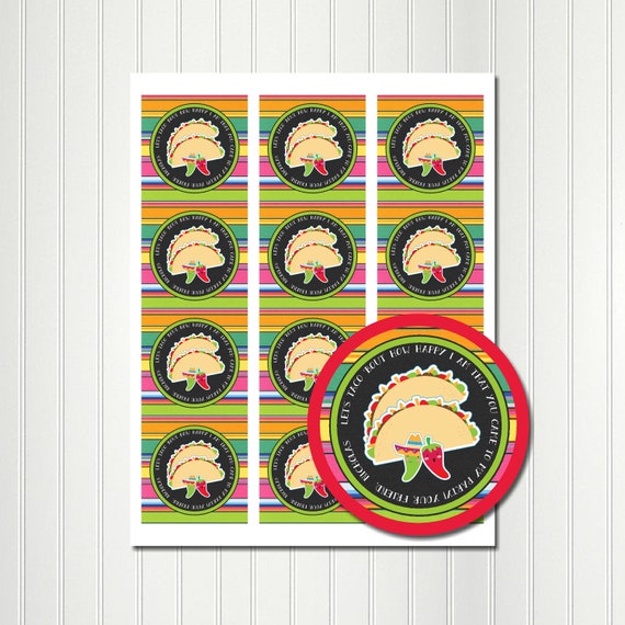 Taco Tags, Taco Stickers, First Fiesta, Cactus Sticker, Taco Tuesday, Taco Party,Thank You Tags,Favor Tags,Party Favor,Baby Shower 2.5 Il_570xn