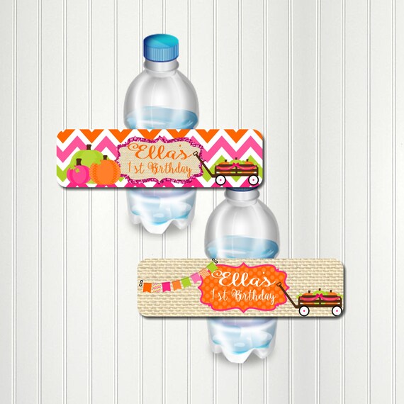 Pumpkin Water Bottle Label, Party, Pumpkin , Pumpkin Bottle Label, Pumpkin PartyBirthday, Pink Pumpkin, Fall, Autumn, Water Bottle Label Il_570xn